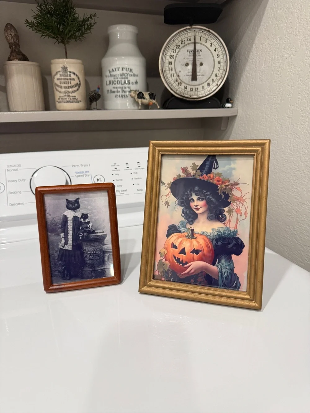 Vintage Wood Picture Frame’s  with Halloween Art